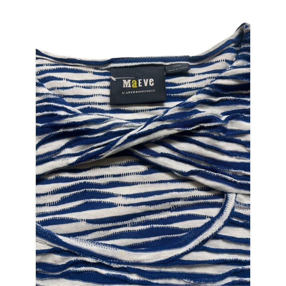 Anthropologie top by Maeve peek-a-boo front blue & white sz large - Picture 4 of 4